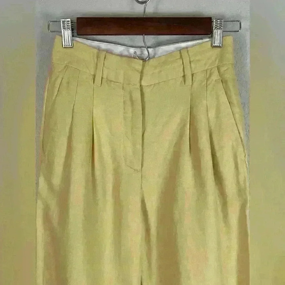 Wilfred Aritzia Yellow Linen Blend Wide Leg Pant Women's Size 00 - Picture 2 of 9